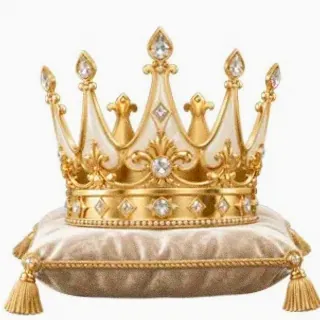 Gold crown on cushion — Joe Fortune